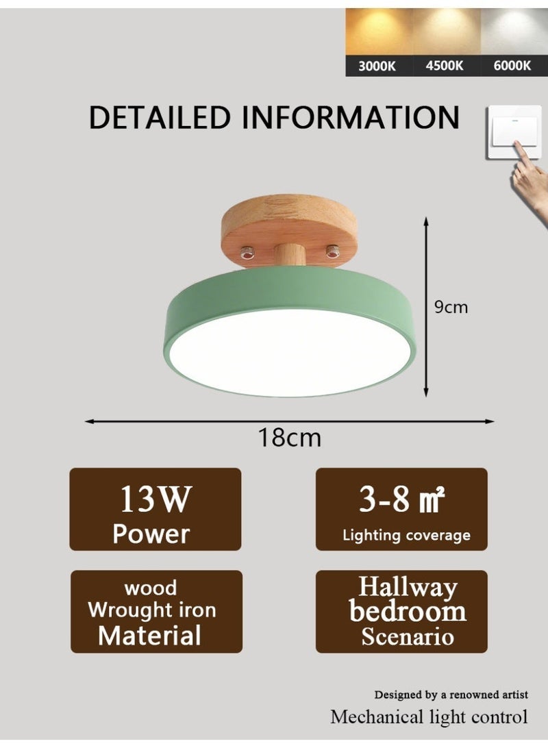 Green LED ceiling light, suitable for hallways and bedrooms, 13W - Image 2