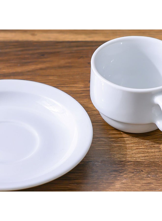 DANUBE HOME Horeca Porcelain Cup and Saucer Set – Elegant White Coffee Tea Cups with Saucers, Premium Dinnerware, Microwave & Dishwasher Safe, Ideal for Home, Café & Gifting - 230ml  - Image 3