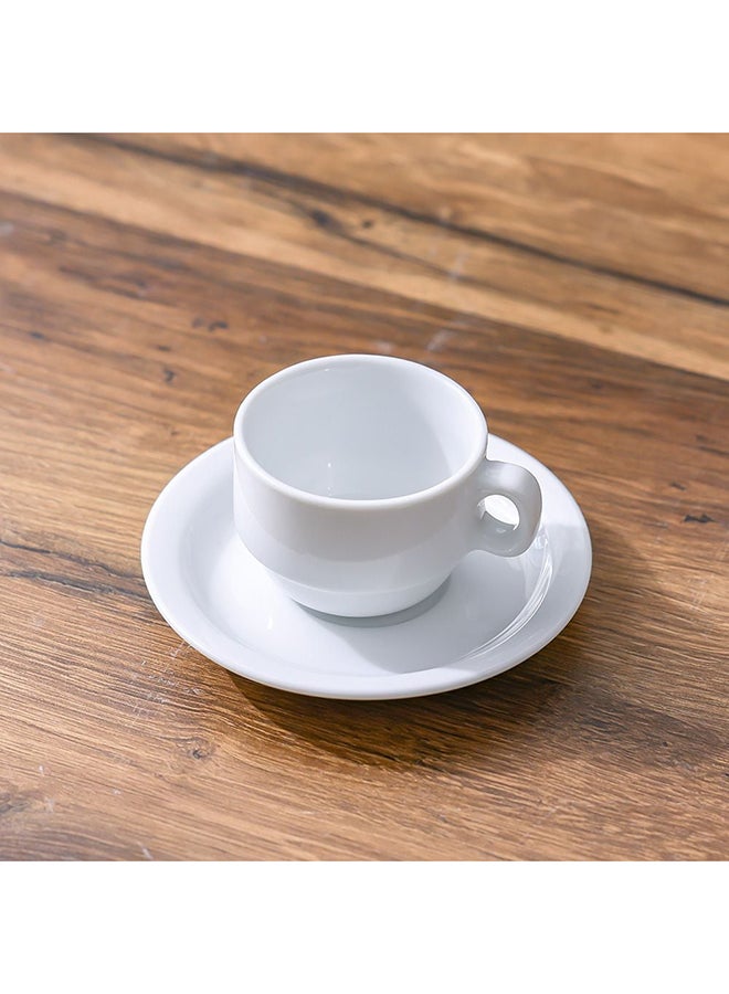 DANUBE HOME Horeca Porcelain Cup and Saucer Set – Elegant White Coffee Tea Cups with Saucers, Premium Dinnerware, Microwave & Dishwasher Safe, Ideal for Home, Café & Gifting - 230ml  - Image 1