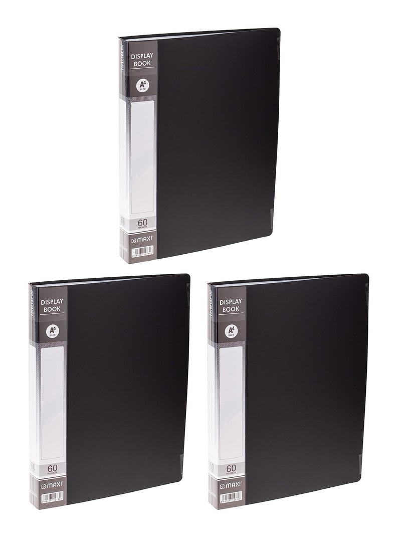 Maxi 3-Piece Display Book 60 Pockets Black Cover - Image 1