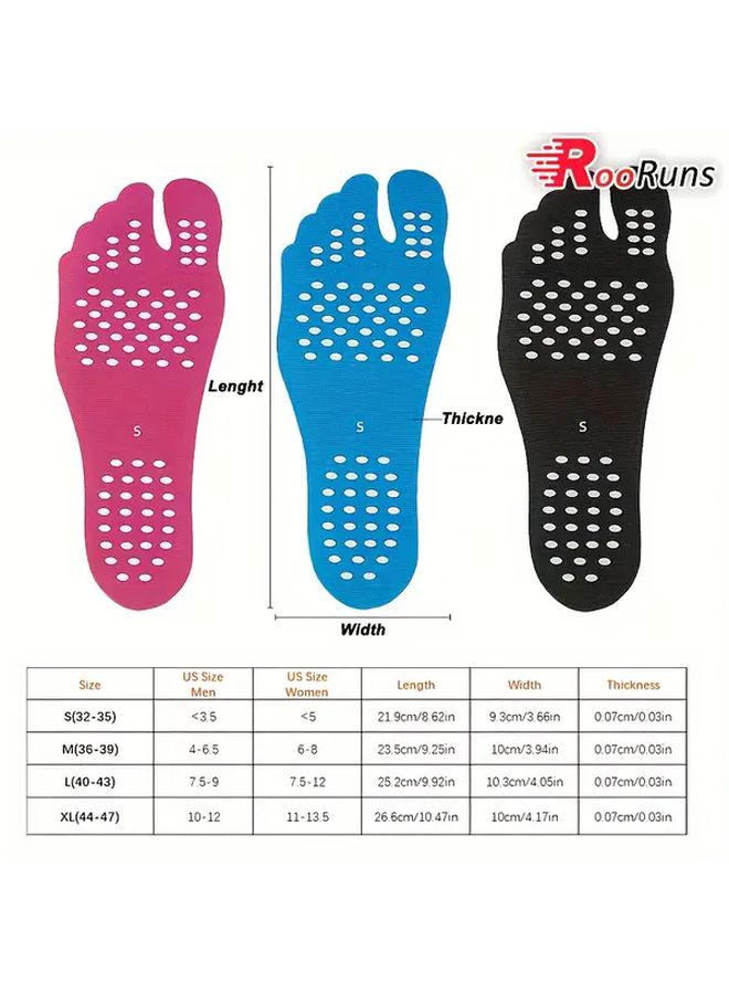 Black Anti Slip Insoles 5 Pairs for Beach Sports Portable Foot Pads Size S - Image 2