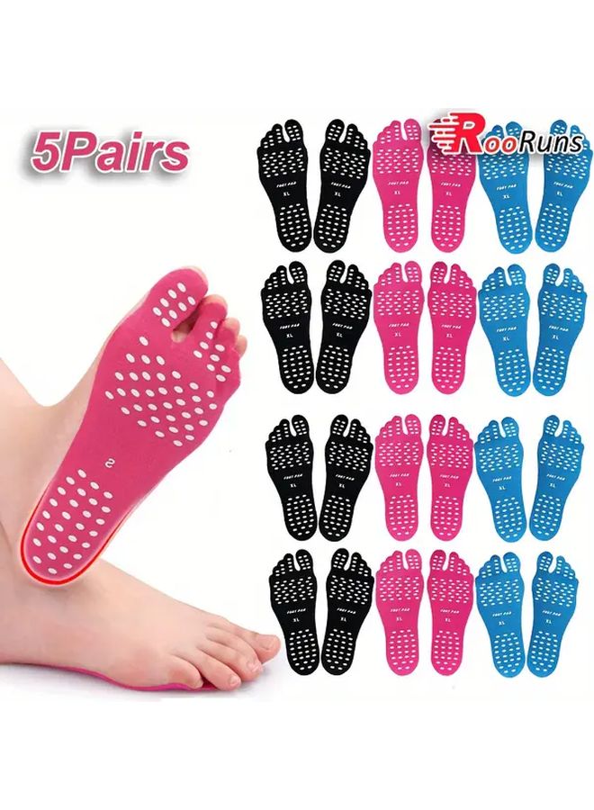 Black Anti Slip Insoles 5 Pairs for Beach Sports Portable Foot Pads Size S - Image 1