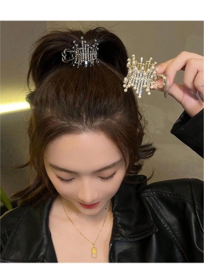Generic 2pc Alloy Hair Clip With Rhinestones Decor For High Ponytail In Autumn And Winter, Suitable For Home, Travel, Festivals, Parties, Dressing Up Gifts - Image 4