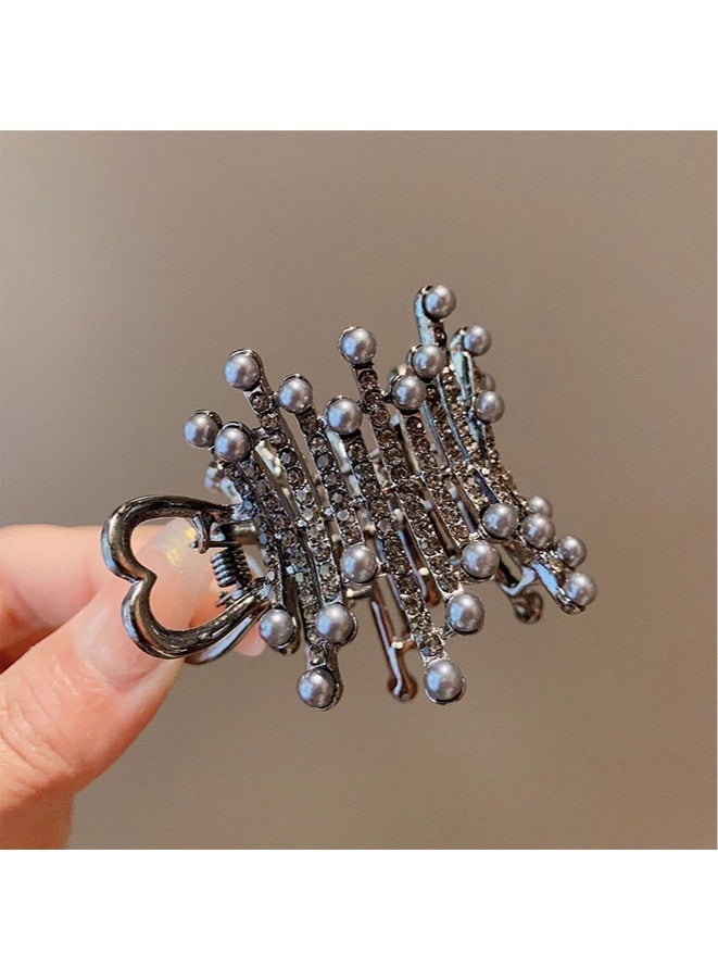 Generic 2pc Alloy Hair Clip With Rhinestones Decor For High Ponytail In Autumn And Winter, Suitable For Home, Travel, Festivals, Parties, Dressing Up Gifts - Image 3