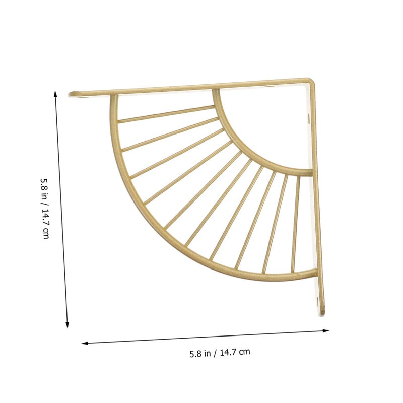 Vintage Fan Shaped Wall Shelf Bracket Golden 2.4X24.5X24.5CM Rustproof Easy To Install - Image 3
