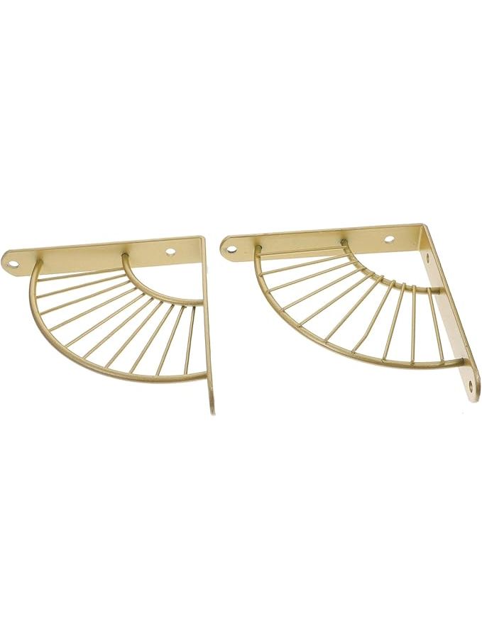 Vintage Fan Shaped Wall Shelf Bracket Golden 2.4X24.5X24.5CM Rustproof Easy To Install - Image 1
