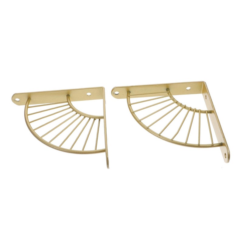 Vintage Fan Shaped Wall Shelf Bracket Golden 2.4X24.5X24.5CM Rustproof Easy To Install - Image 2
