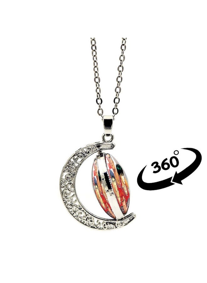 KUYING New Slam Dunk Double Sided Rotating Moon Pendant Necklace  - Image 4