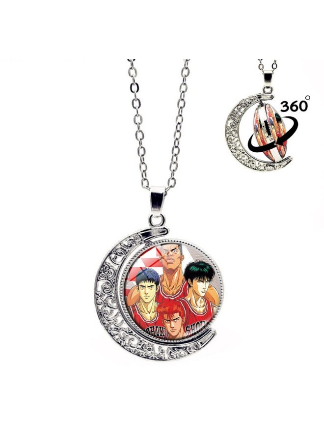 KUYING New Slam Dunk Double Sided Rotating Moon Pendant Necklace  - Image 3