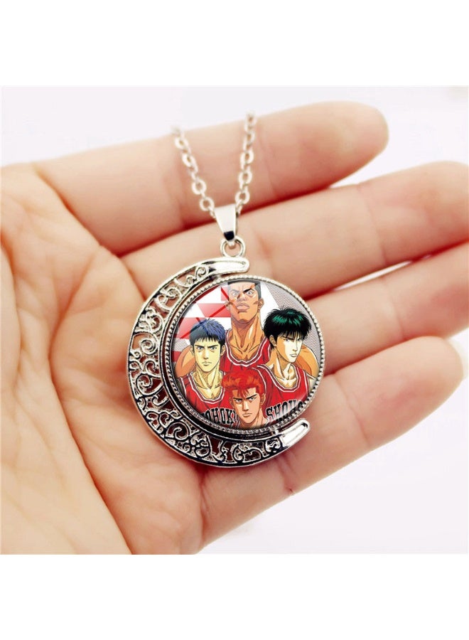KUYING New Slam Dunk Double Sided Rotating Moon Pendant Necklace  - Image 2
