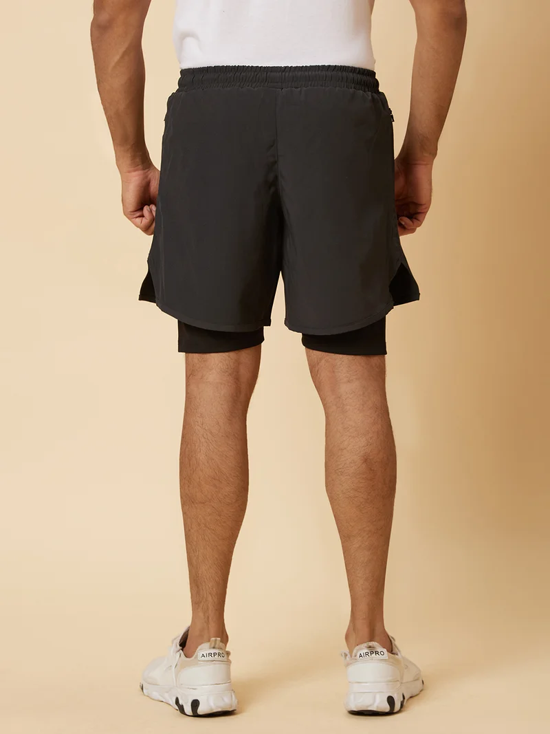 globus  Globus Men Grey Regular Fit Sports Shorts with Inner for Men | Best Price UAE