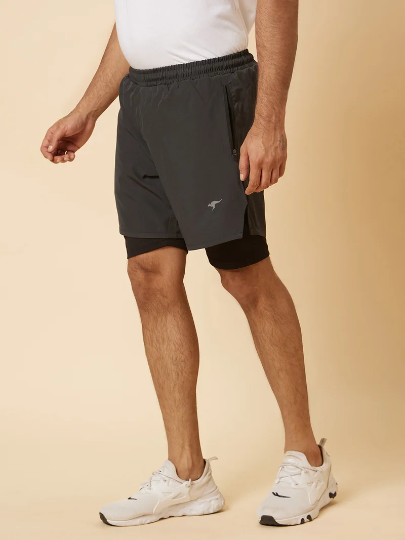 globus  Globus Men Grey Regular Fit Sports Shorts with Inner for Men | Best Price UAE