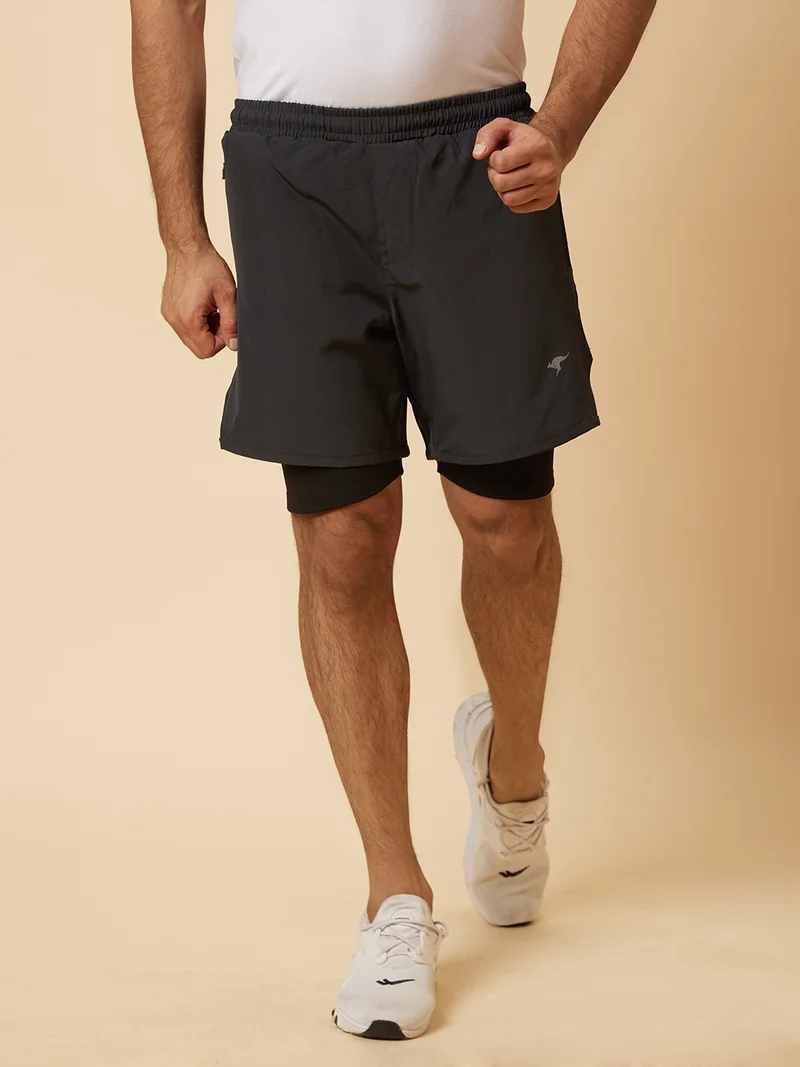 globus  Globus Men Grey Regular Fit Sports Shorts with Inner for Men | Best Price UAE