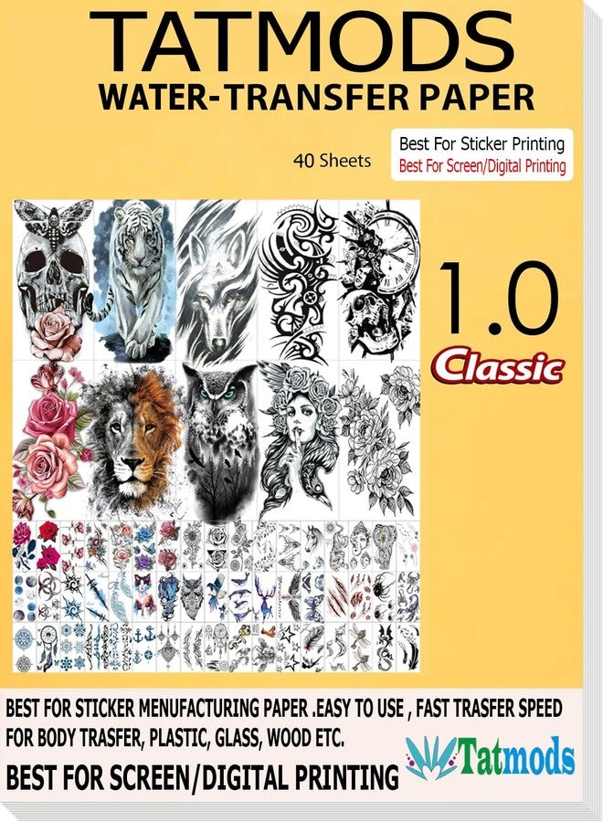 Tatmods Waterslide Decal Paper Classic 1.0 INKJET CLEAR 40 Sheets Premium Water-Slide Transfer Transparent, Printable, A4 Size - Image 1