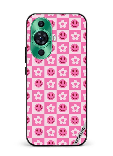 Protective Case Cover For Huawei nova 11 Checkerboard And Flower Design Multicolour
