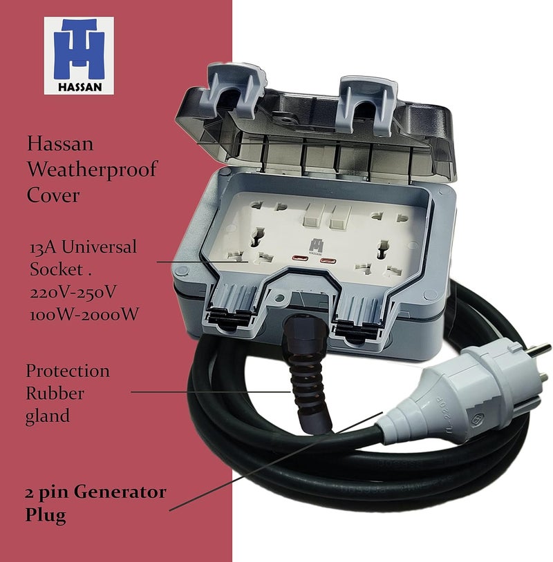 Hassan Weatherproof Outdoor Universal Double Extension for Generator with Heavy Duty Wire (10 Meter) - Image 2
