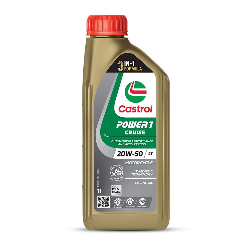 Castrol POWER1 Cruise 20W-50 Engine Oil | Long-Lasting Performance, Smooth Riding & Heat Stability | Ideal for Cruising & Touring Bikes | 1L - Image 5