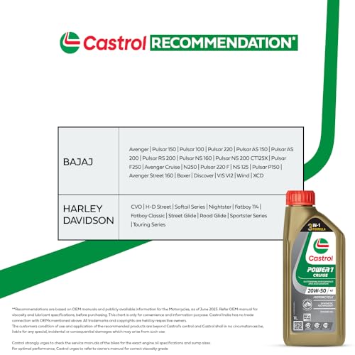 Castrol POWER1 Cruise 20W-50 Engine Oil | Long-Lasting Performance, Smooth Riding & Heat Stability | Ideal for Cruising & Touring Bikes | 1L - Image 3