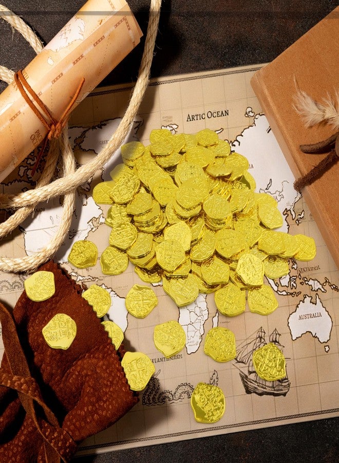Nuesaurd 150Pcs Pirate Coins,Pirate Gold Coins,Plastic Treasure Coin for Pirate Themed Party Decorations,Fake Play Coins Bulk for Party Treasure Hunt, Classroom Rewards, Play MoneyMoney - Image 4