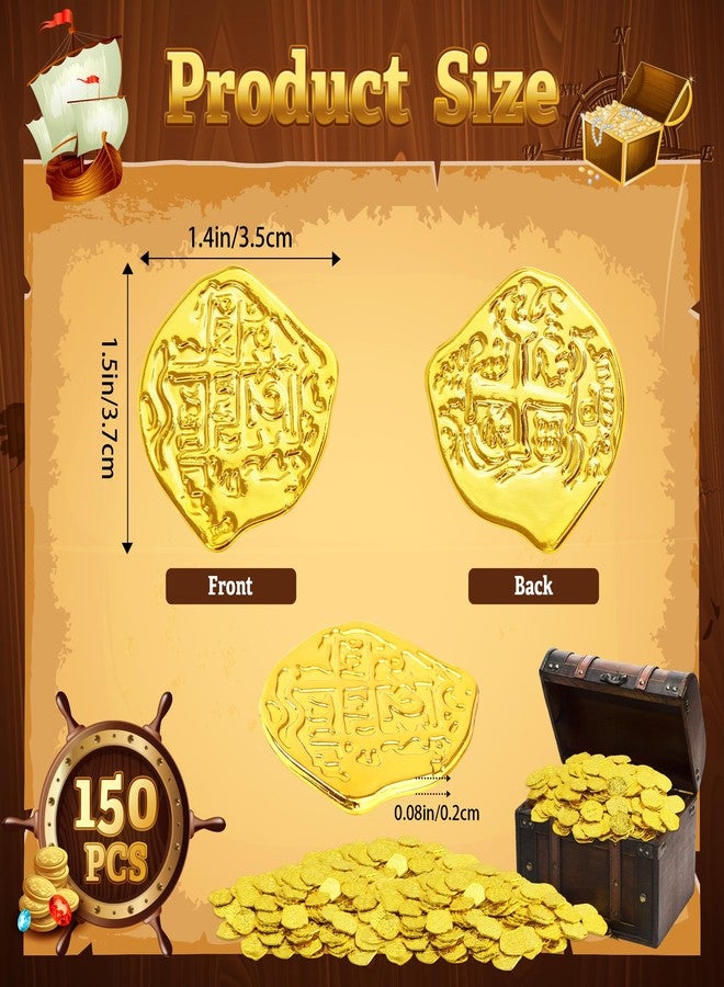 Nuesaurd 150Pcs Pirate Coins,Pirate Gold Coins,Plastic Treasure Coin for Pirate Themed Party Decorations,Fake Play Coins Bulk for Party Treasure Hunt, Classroom Rewards, Play MoneyMoney - Image 2