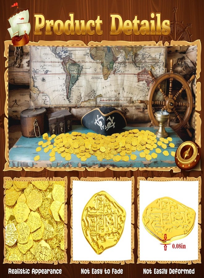 Nuesaurd 150Pcs Pirate Coins,Pirate Gold Coins,Plastic Treasure Coin for Pirate Themed Party Decorations,Fake Play Coins Bulk for Party Treasure Hunt, Classroom Rewards, Play MoneyMoney - Image 3