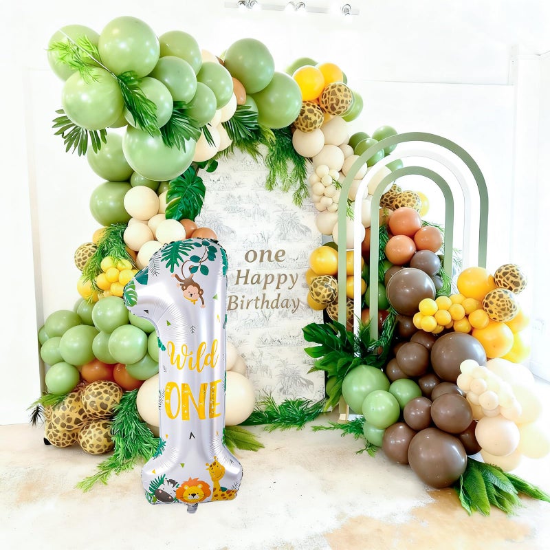 Lcoor Wild One Birthday Decorations, Wild Animal Number 1 Balloon, 40'' Wild One Balloon, Jungle Safari Theme 1st Birthday Decorations - Image 4