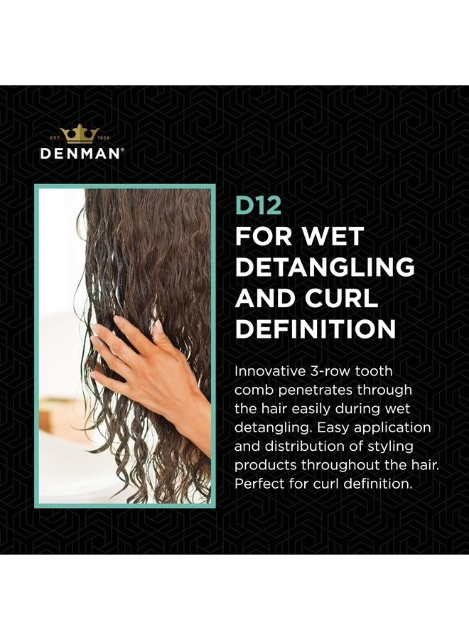 DENMAN 3 Row Detangle and Tease Styling Comb (BLACK) for Wet Detangling, Backcombing and Separating Curls - D12 - Image 2