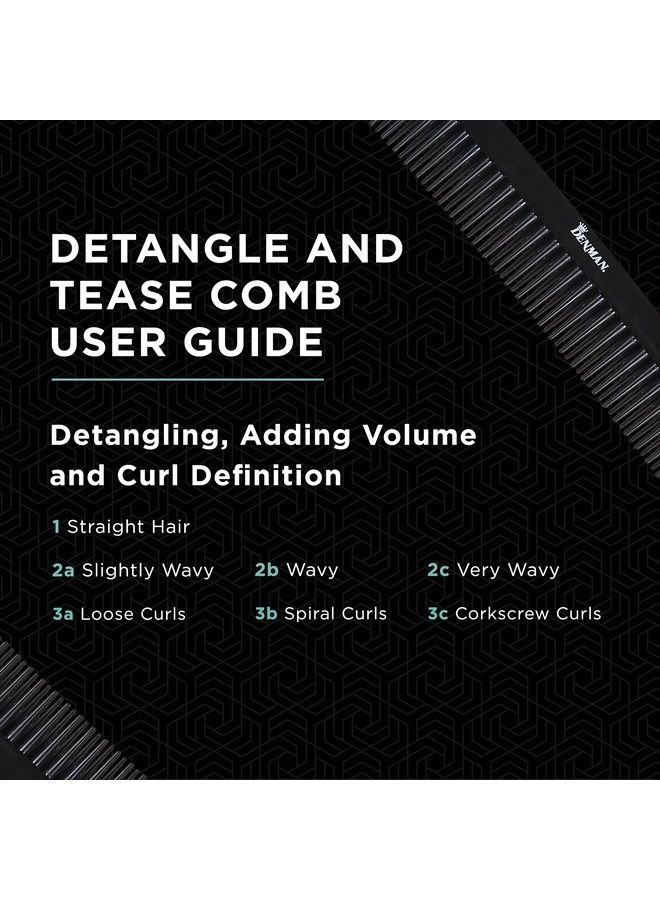 DENMAN 3 Row Detangle and Tease Styling Comb (BLACK) for Wet Detangling, Backcombing and Separating Curls - D12 - Image 5