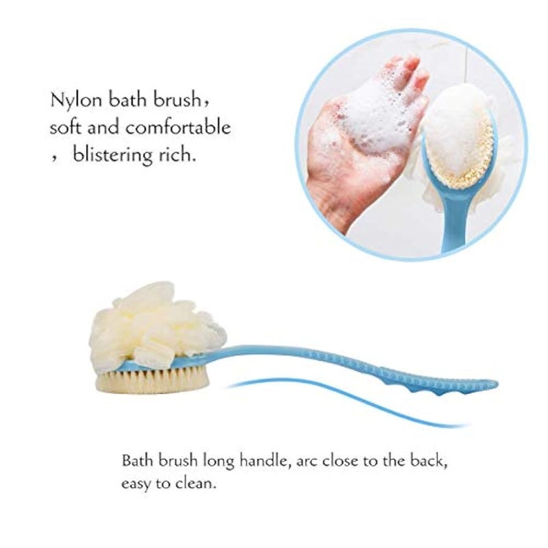 Freskaro 2 in 1 Shower Brush - Dry Skin Body Exfoliator - Shower and Bath Scrubber, Soft and Stiff Massage Bristles, Long Handle, Deep Cleansing, Exfoliating, Radiant Complexion - Image 3