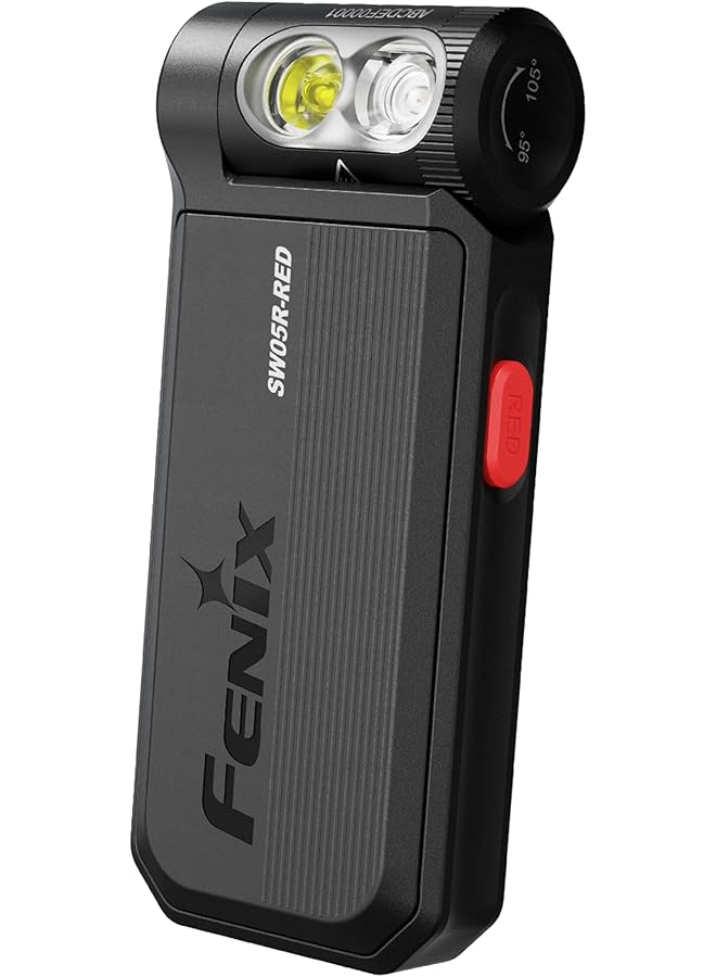 fenix SW05R Red Black Body White and Red LEDs Rechargeable Inspection & Security Torch 150 Lumen 39m 49 Hrs Max 3 Level White Light 10 Lumen Red Light 200 Degree Rotating Head IPX6 - Image 4