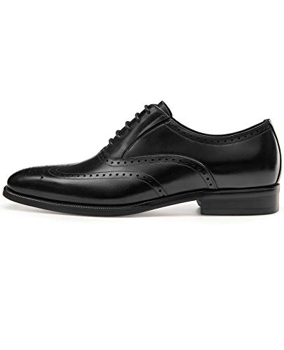 FRASOICUS Men’s Dress Shoes with Genuine Leather in Classic Brogue Elastic Band Oxford Formal (Black, Adult, Men, 9, Numeric, US Footwear Size System, Medium) - Image 3