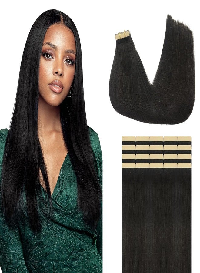 Lashey Tape in Hair Extensions Natutal Real Straight Tape in Hair Extensions 50g/pack 20pcs Natural Remy Human Hair 14 Inch for Black Women - Image 1