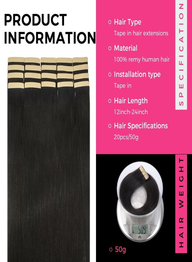 Lashey Tape in Hair Extensions Natutal Real Straight Tape in Hair Extensions 50g/pack 20pcs Natural Remy Human Hair 14 Inch for Black Women - Image 2