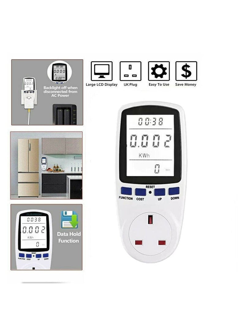 Y&D - Power Meter Energy Monitor UK Plug, 13A Electricity Usage with LCD Display, Overload Protection kwh Analyzer for Home Appliances - Image 1