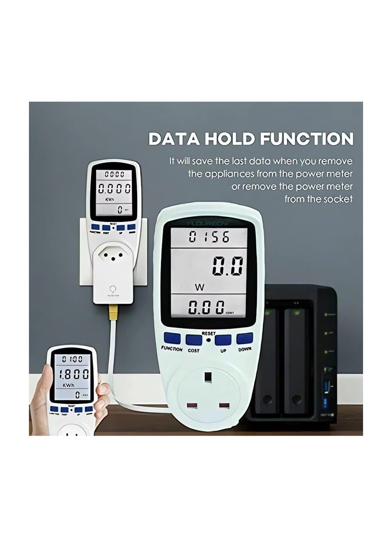 Y&D - Power Meter Energy Monitor UK Plug, 13A Electricity Usage with LCD Display, Overload Protection kwh Analyzer for Home Appliances - Image 1