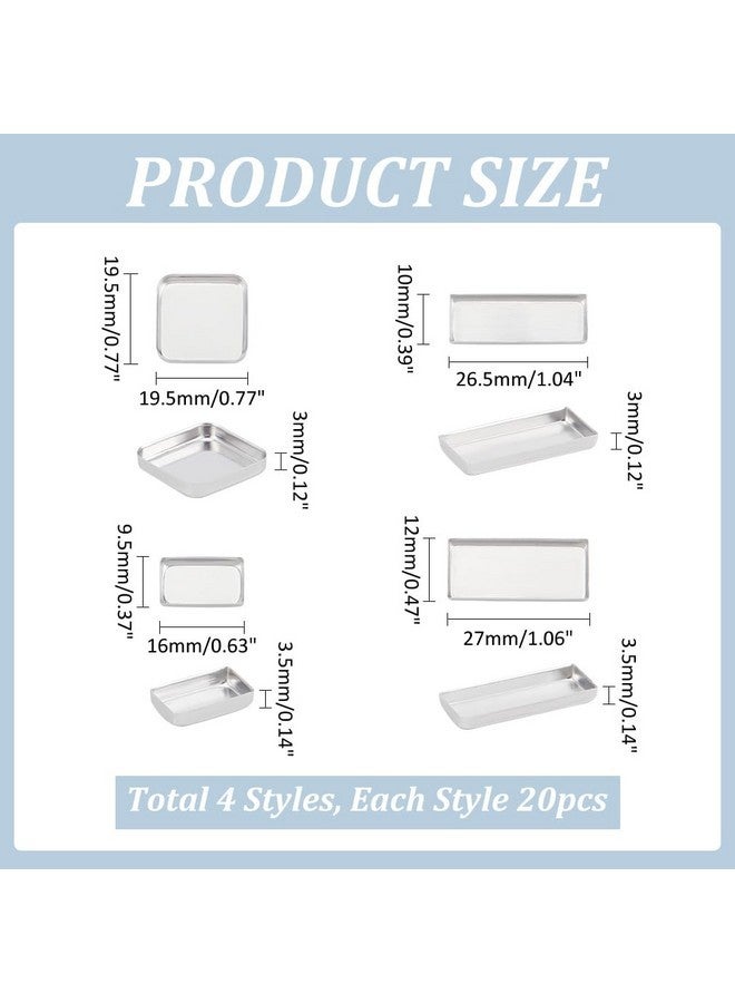بي إتش باندا هول PH PandaHall 80 قطعة من قوالب معدنية فارغة، 4 أحجام من قوالب ظلال العيون الفارغة المصنوعة من الألومنيوم، قوالب لوحة مستطيلة، لوحة أحمر الخدود وأحمر الشفاه DIY لمستحضرات التجميل 0.7 ~ 1 × 0.3 ~ 0.7 بوصة - Image 2