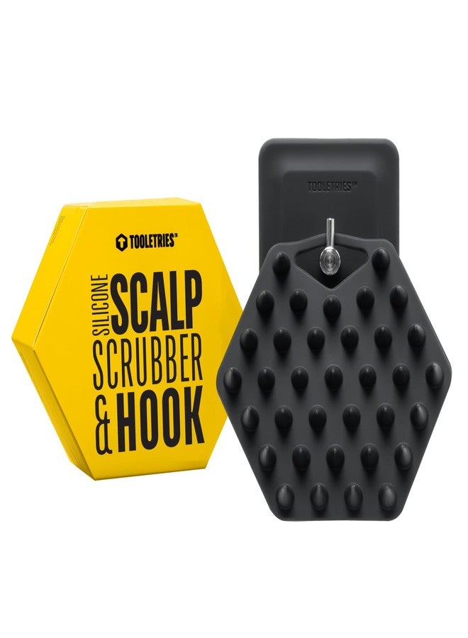 TOOLETRIES Scalp Scrubber & Hook - Silicone Exfoliating Hair Scrubber for Men, Bath & Shower Accessories - Features Silicone-Grip Technology, Removable & Reusable - Image 1