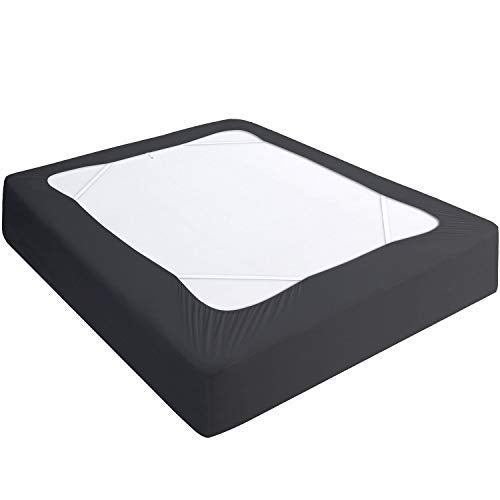Box Spring Cover Queen Size Elastic Fabric Wrap Around 4 Sides Bed Skirt Sleek Alternative for Bed Skirts for HotelHome Fits Box Springs up to 13 Black