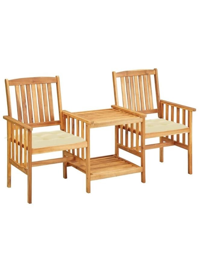 vidaxl vidaXL Garden Chairs with Tea Table and Cushions Solid Acacia Wood  - Image 1