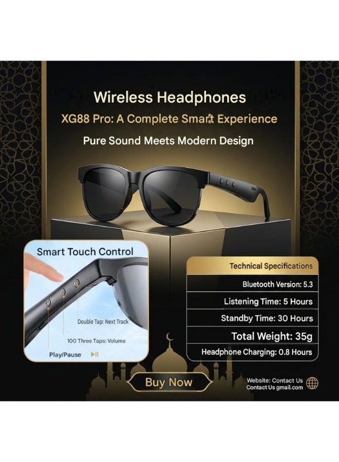 Wireless Headset Glasses | Bluetooth 5.3 Audio Sunglasses | Smart Touch Control | Hi‑Fi Sound | XG88 Pro - Image 3