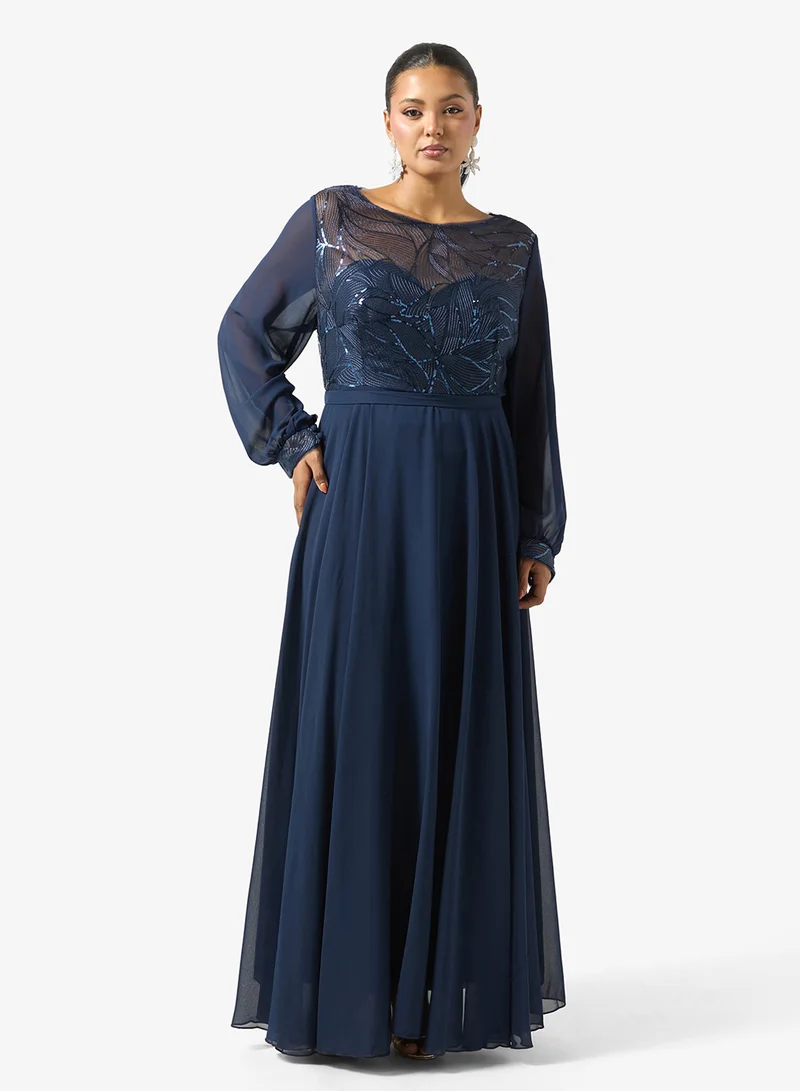 Plus Size A-line Dress With Embellished Bodice