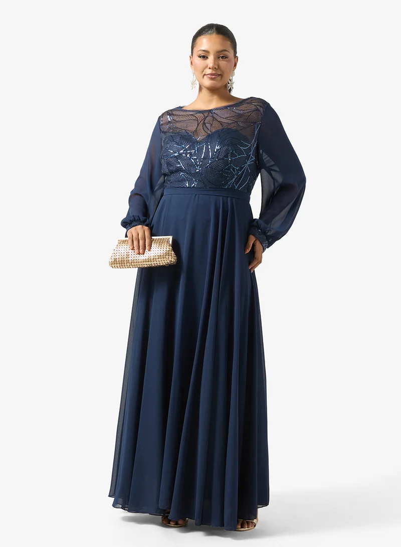 Khizana  Plus Size A-line Dress With Embellished Bodice for Women | Best Price UAE