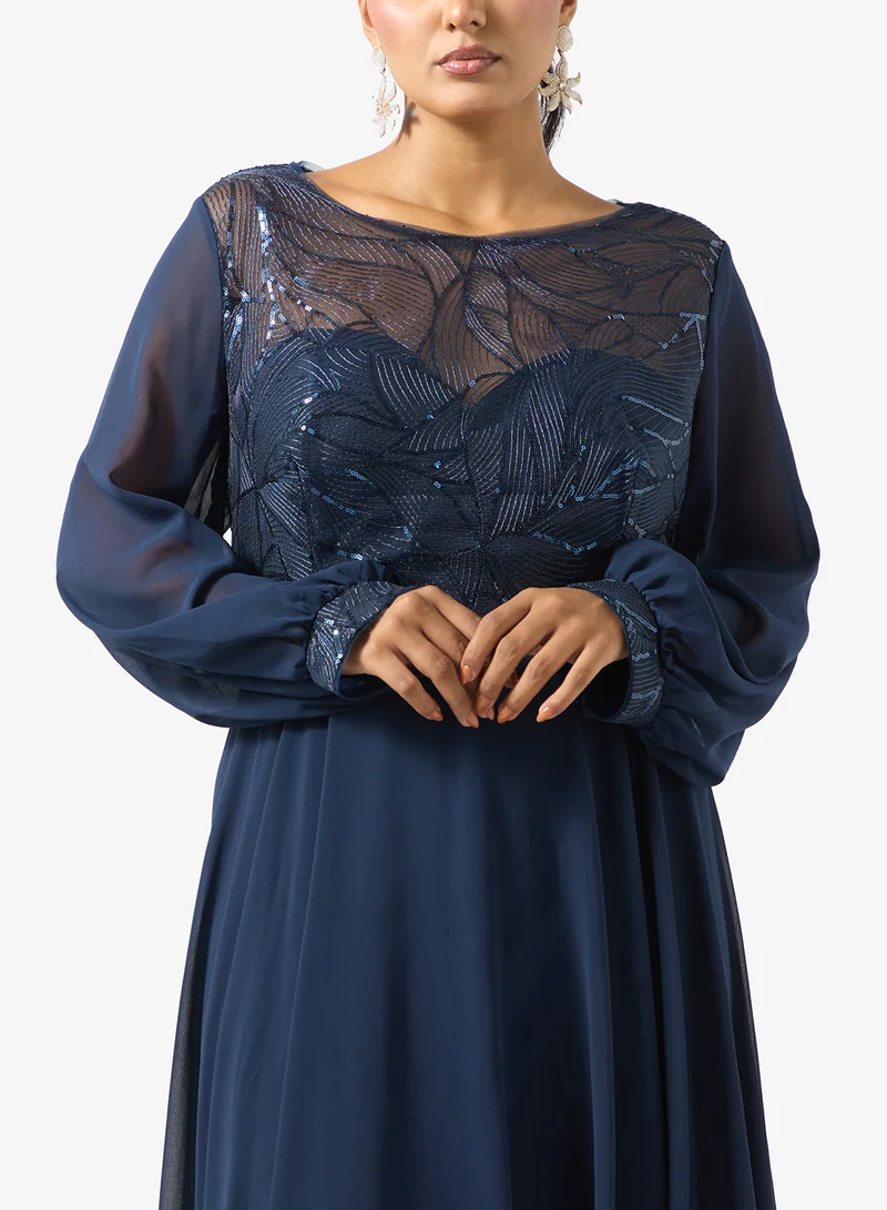 Khizana  Plus Size A-line Dress With Embellished Bodice for Women | Best Price UAE