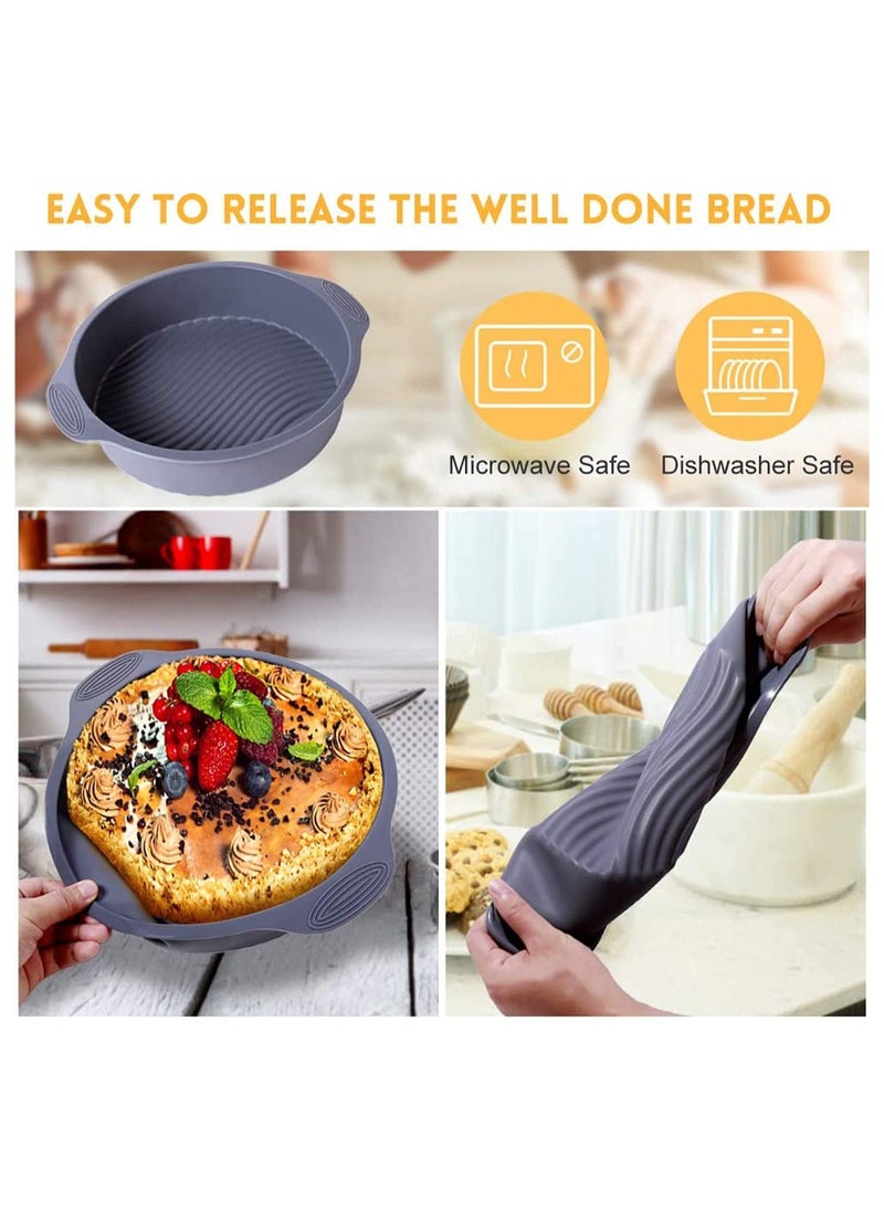 Generic - Silicone Round Cake Pan, Silicone Cake Pan, Silicone Bread Pans for Baking, Silicone Cake Moulds, Non-Stick Reusable Large Cake Mould Bakeware for Homemade Cake, Bread- Gray - Image 1
