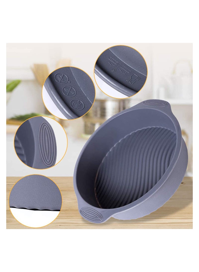 Generic - Silicone Round Cake Pan, Silicone Cake Pan, Silicone Bread Pans for Baking, Silicone Cake Moulds, Non-Stick Reusable Large Cake Mould Bakeware for Homemade Cake, Bread- Gray - Image 1