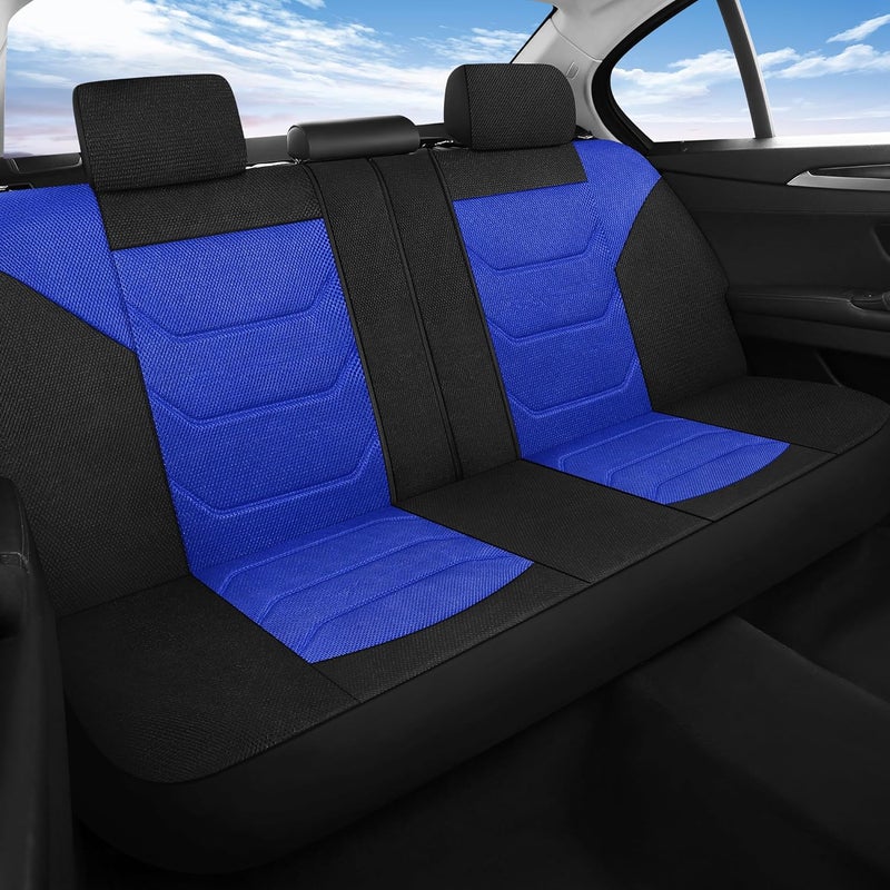 Pariiaotin 3D Air Mesh Car Seat Cover Set - Black/Blue - Image 3
