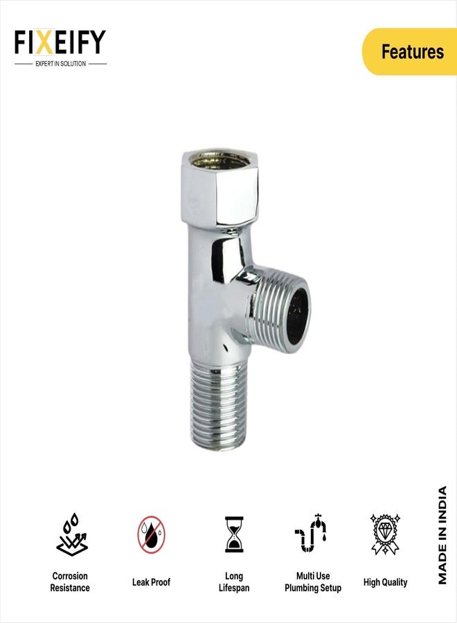 Fixeify Brass Tee Male+Female Thread | 15mm (1/2") Inner & Outer Thread | Multi-Functional 3-Way and 2 way connector Pipe Fitting for Water Supply, Plumbing with Teflon Tape and 2 Rubber Washers. - Image 2