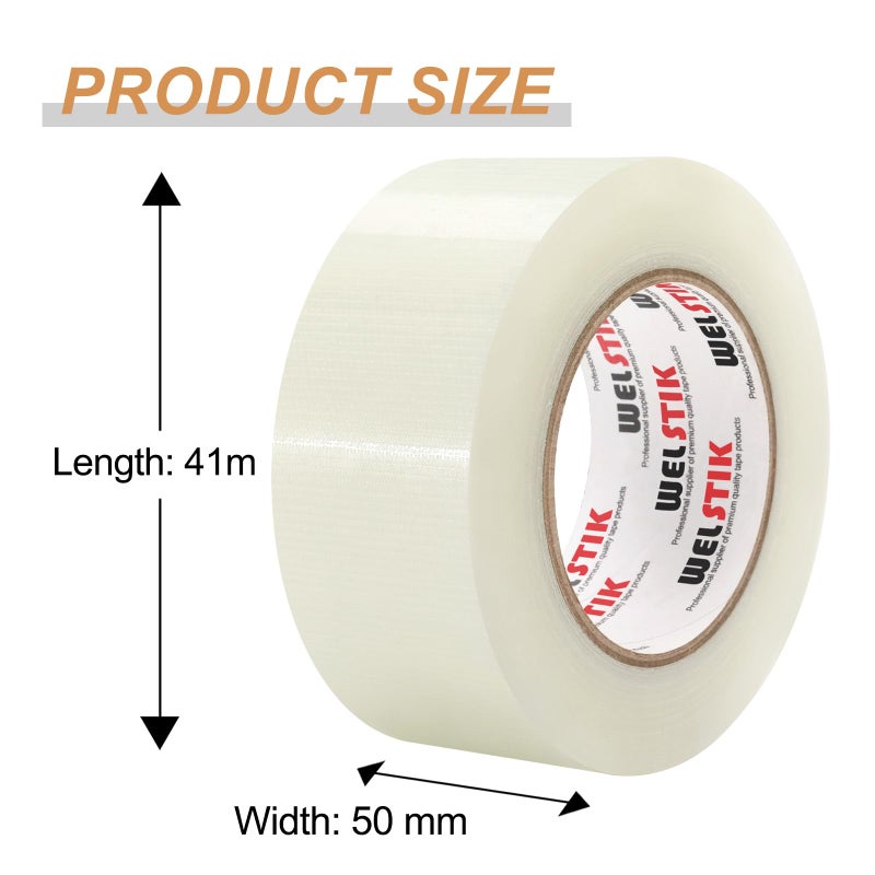 WELSTIK Professional Grade Duct Tape, Waterproof Duct Cloth Fabric,Colored Colored Gaffer Tape for Repairs, DIY, Crafts, Indoor Outdoor Use,50mm X 41M, 7.5 Mil Thick,Clear - Image 2