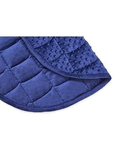 TONGDADA Weighted Lap Blanket 7lbs for Adult,Perfect for Relaxation, Lounging, Napping, Sleeping & Travel,Luxury Minky Weighted Body Blanket,Weighted Throw Blanket-Navy Minky Dot, 29" x 24" - Image 3