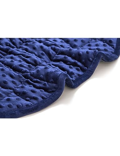 TONGDADA Weighted Lap Blanket 7lbs for Adult,Perfect for Relaxation, Lounging, Napping, Sleeping & Travel,Luxury Minky Weighted Body Blanket,Weighted Throw Blanket-Navy Minky Dot, 29" x 24" - Image 5